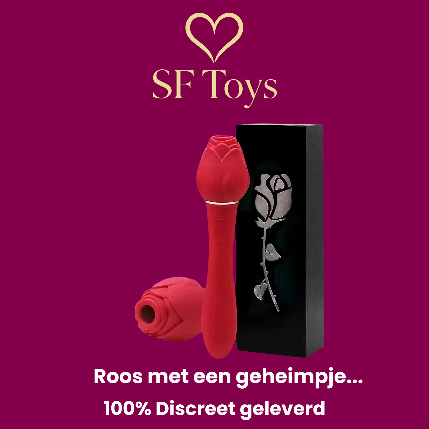 Rode Roos Vibrator met Zuigfunctie – 10 Vibraties & 5 Zuigstanden