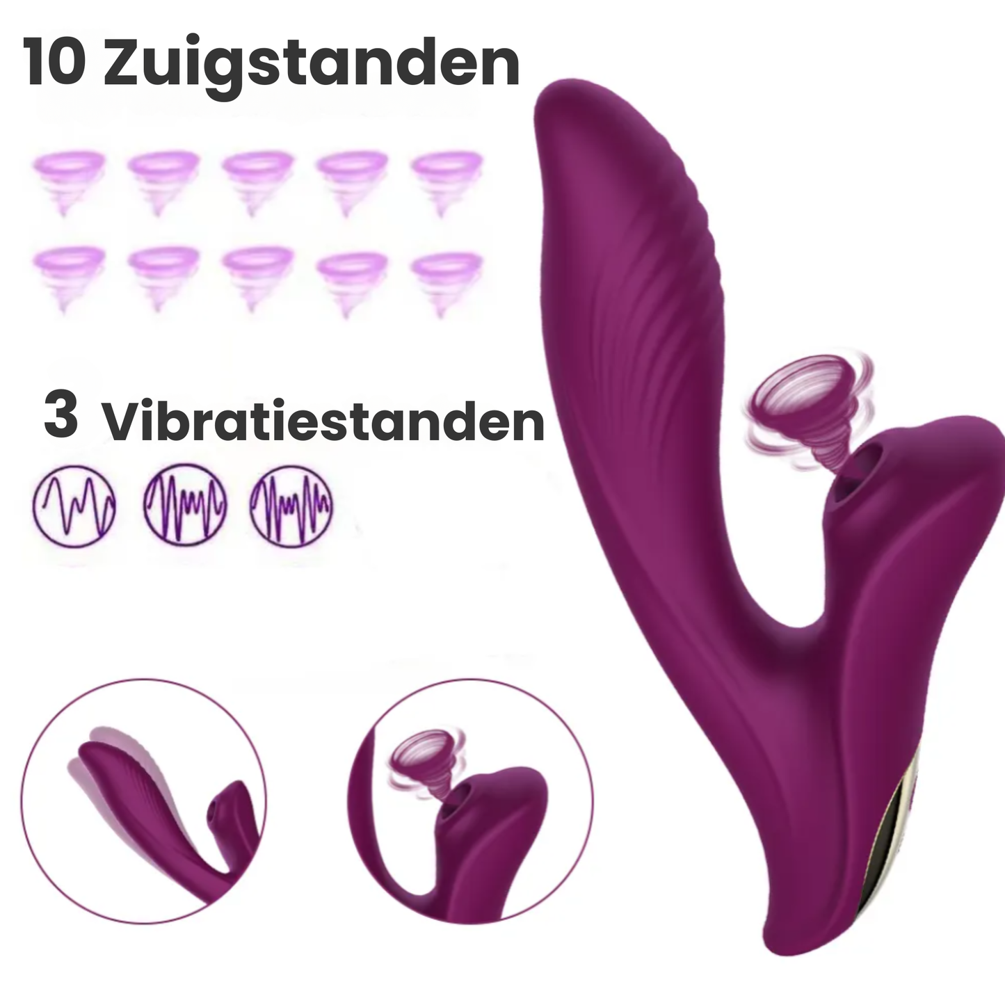 Dubbele Vibrator met Zuigfunctie (Meerdere kleuren)