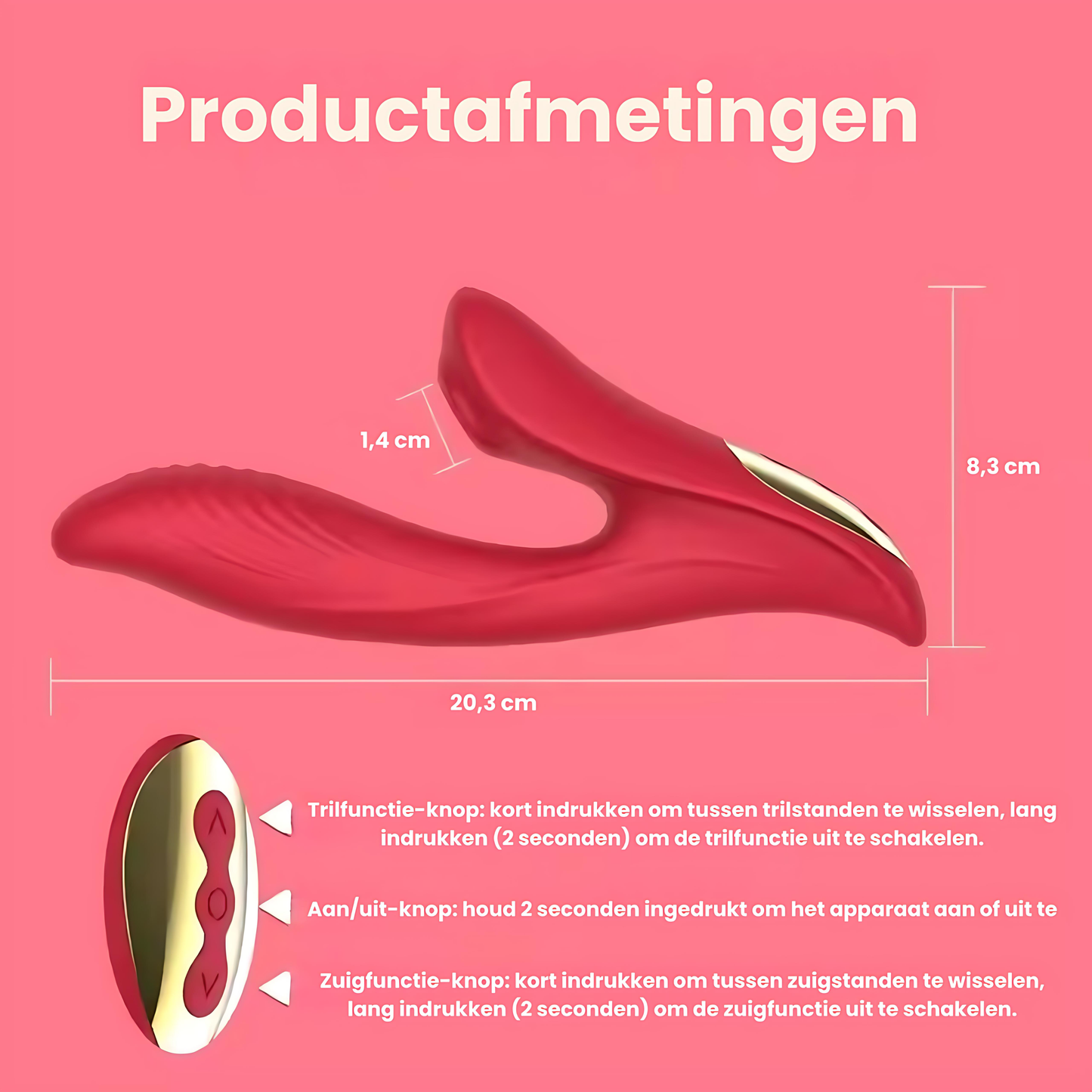 Dubbele Vibrator met Zuigfunctie (Meerdere kleuren)