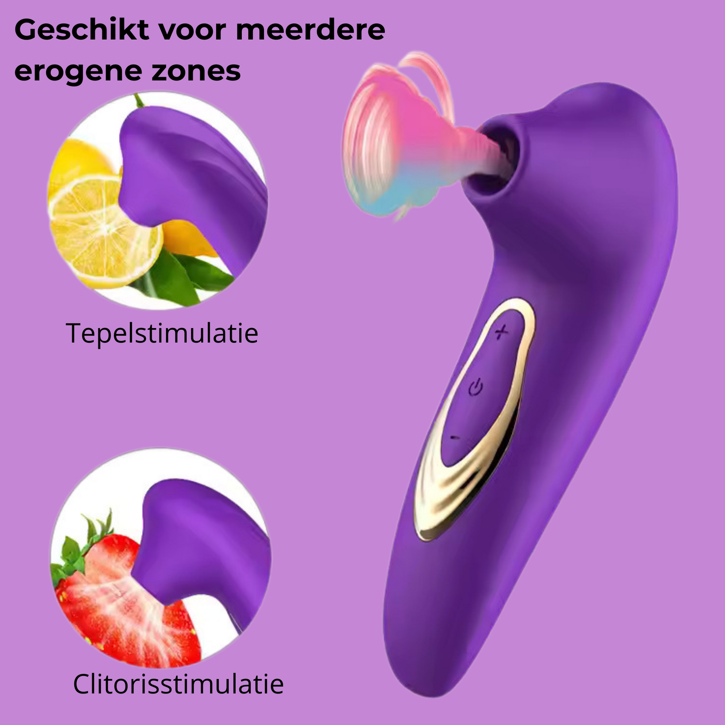 Paarse zuigvibrator voor vrouwen – 10 Zuigstanden – Stil & Waterdicht