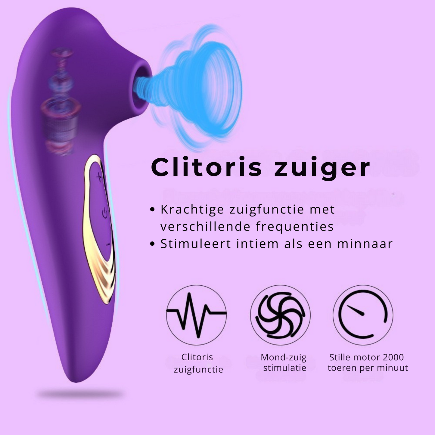 Paarse zuigvibrator voor vrouwen – 10 Zuigstanden – Stil & Waterdicht