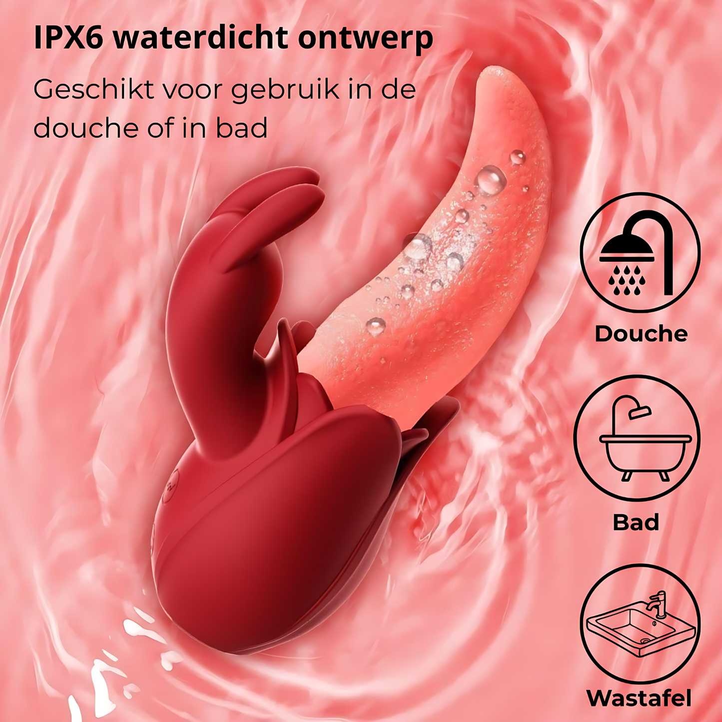 Roosvormige tongvibrator met konijnenoren