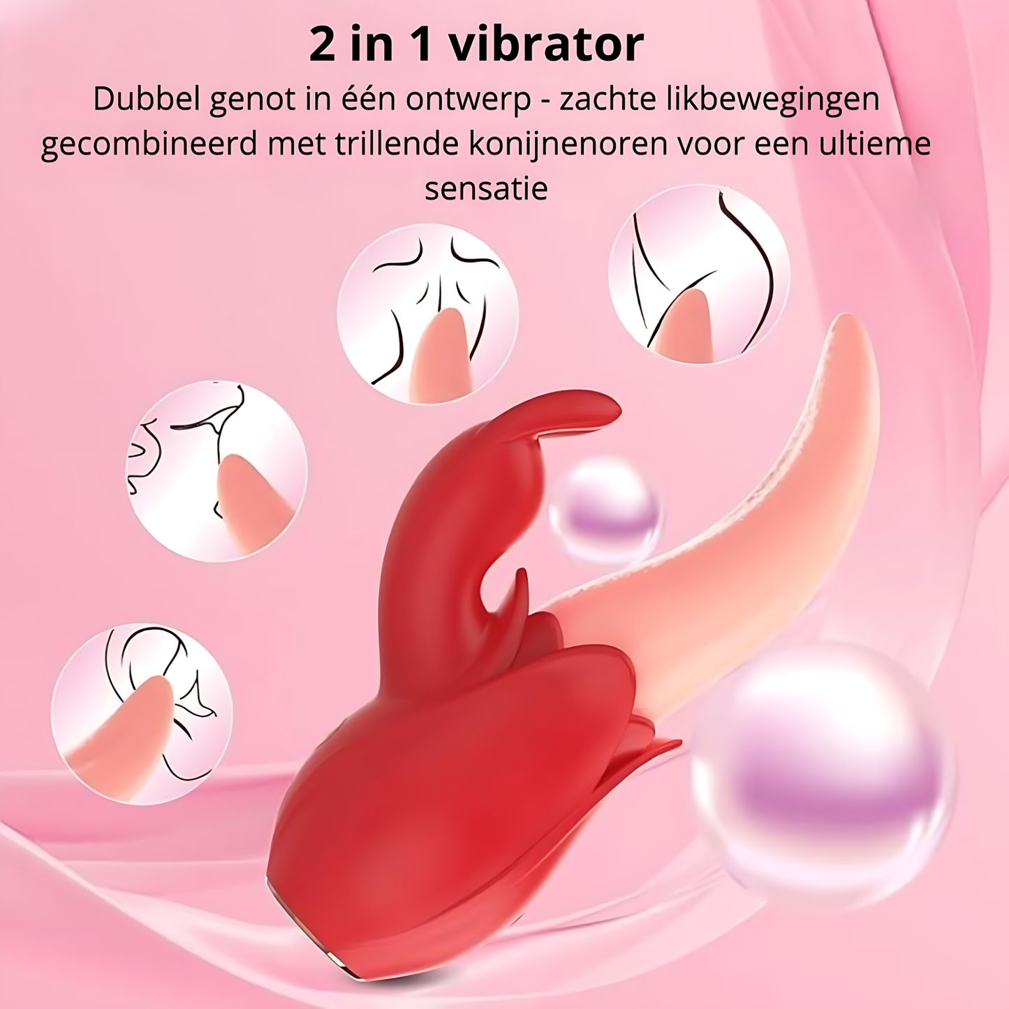 Roosvormige tongvibrator met konijnenoren