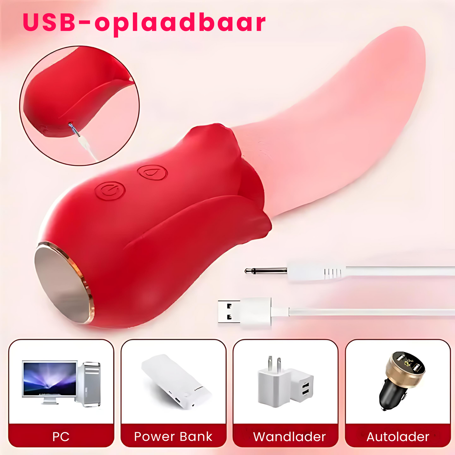 Tong Vibrator Rood – 10 Vibratiestanden – Clitoris, G-spot en Tepel Stimulator