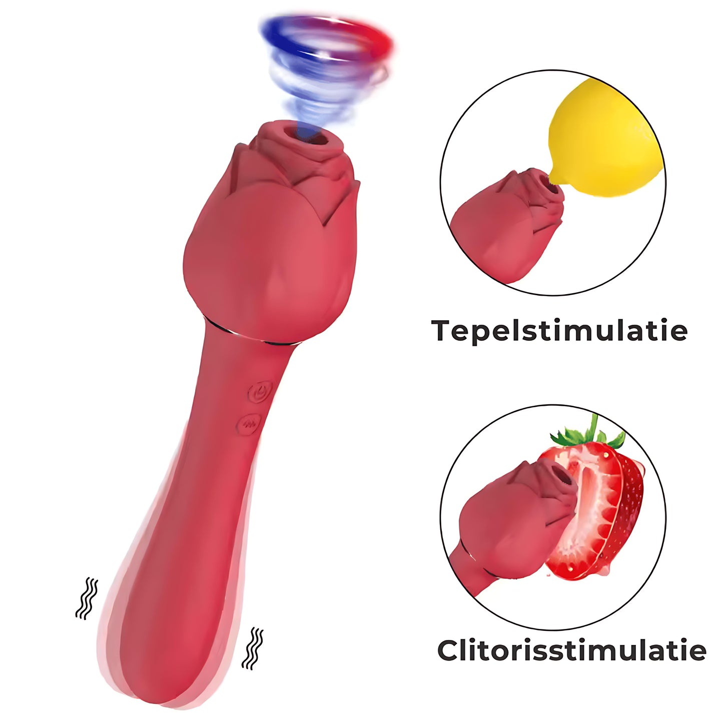 Pink Rose Vibrator mit Saugfunktion – 10 Vibrationen & 5 Saugmodi | Wiederaufladbar und wasserdicht | Leiser Motor