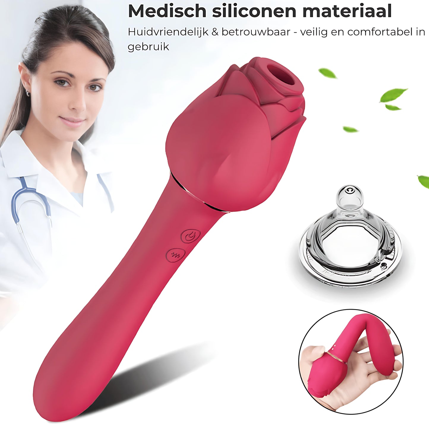 Rode Roos Vibrator met Zuigfunctie – 10 Vibraties & 5 Zuigstanden