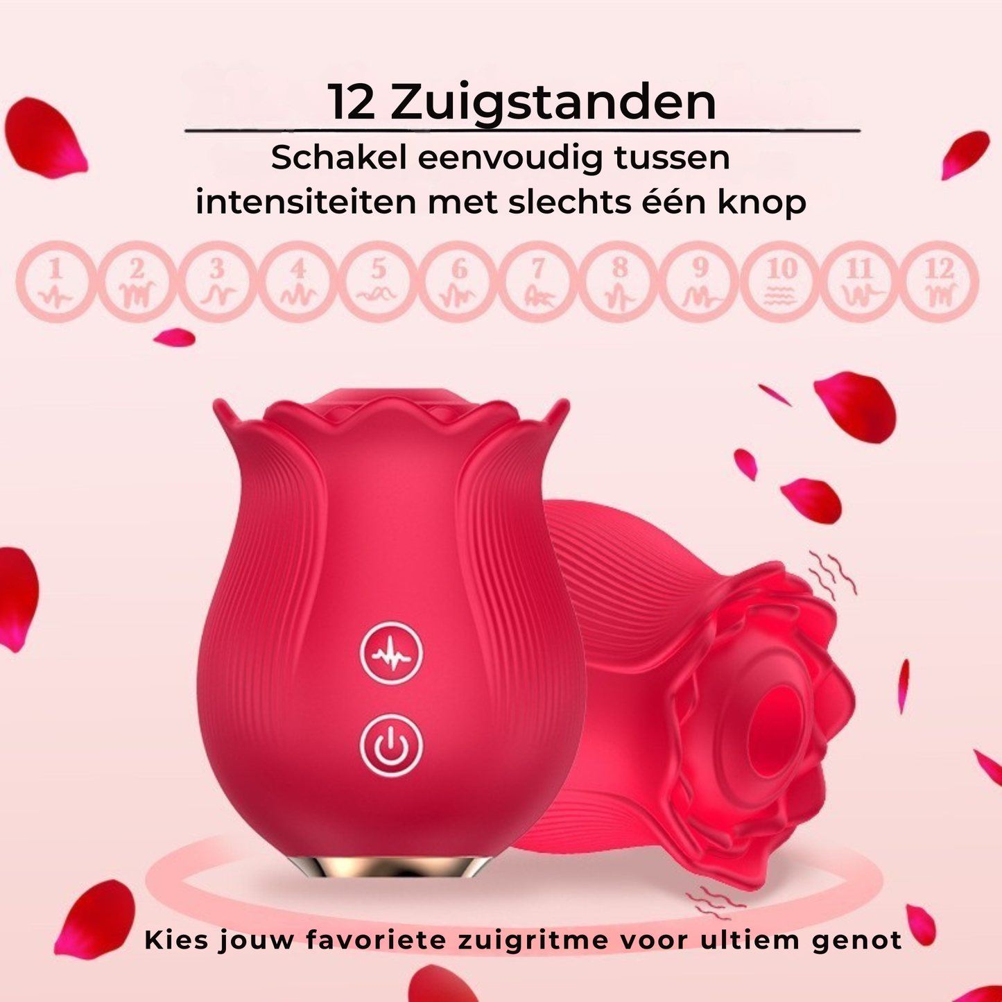 Roos Vibrator – 12 Zuigstanden – Waterdicht & Oplaadbaar – Meerdere Kleuren