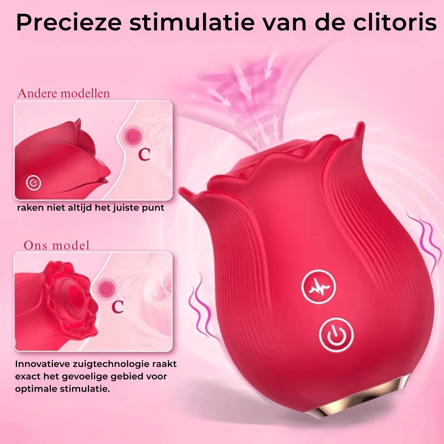 Roos Vibrator – 12 Zuigstanden – Waterdicht & Oplaadbaar – Meerdere Kleuren