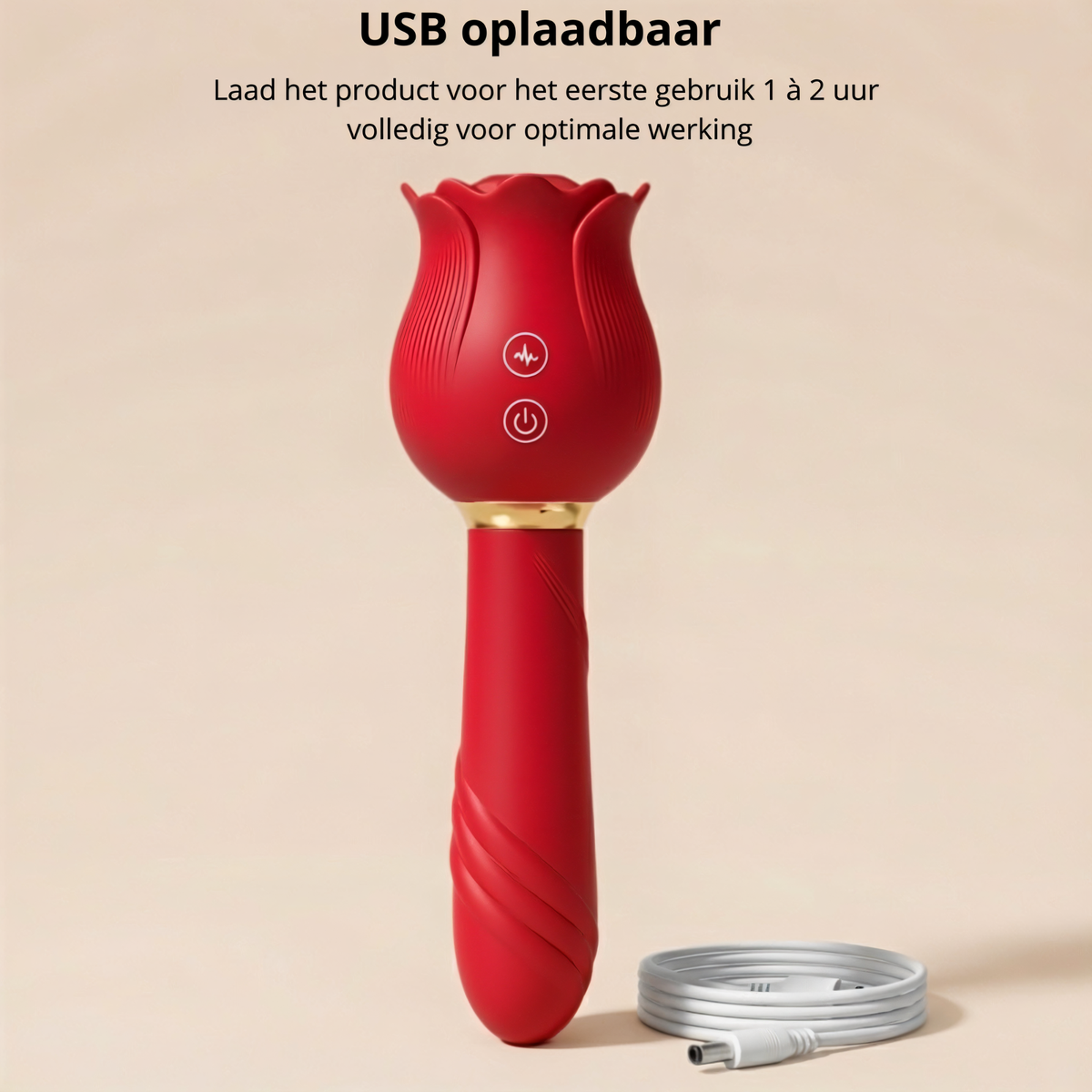 Rozen Staaf Vibrator – Dubbele Stimulatie – 12 Zuigstanden & 12 Vibratiestanden - Verkrijgbaar in 3 kleuren