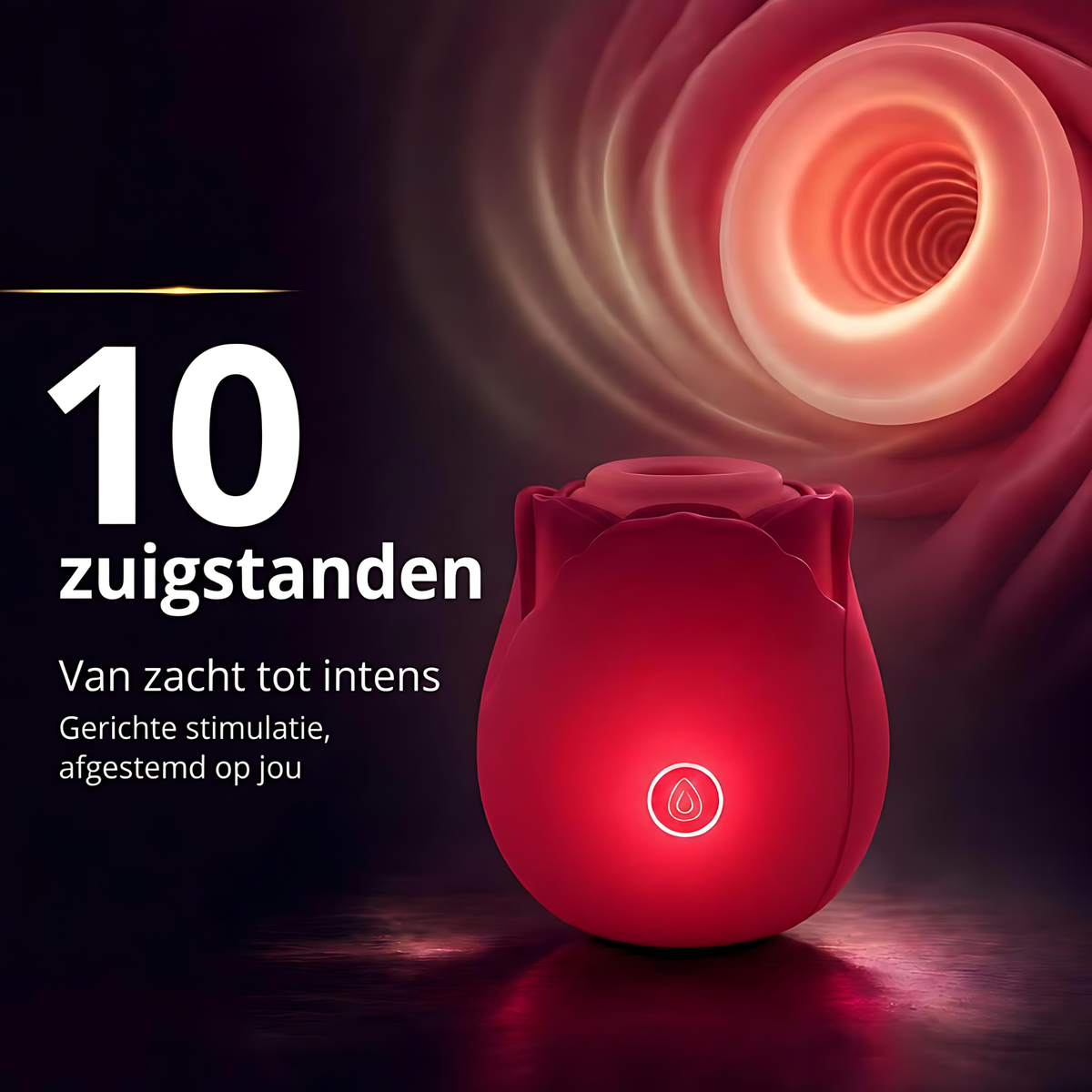 Dark Rose Glow – Lichtgevende Zuigstimulator met 10 zuigstanden - Verkrijgbaar in 7 kleuren
