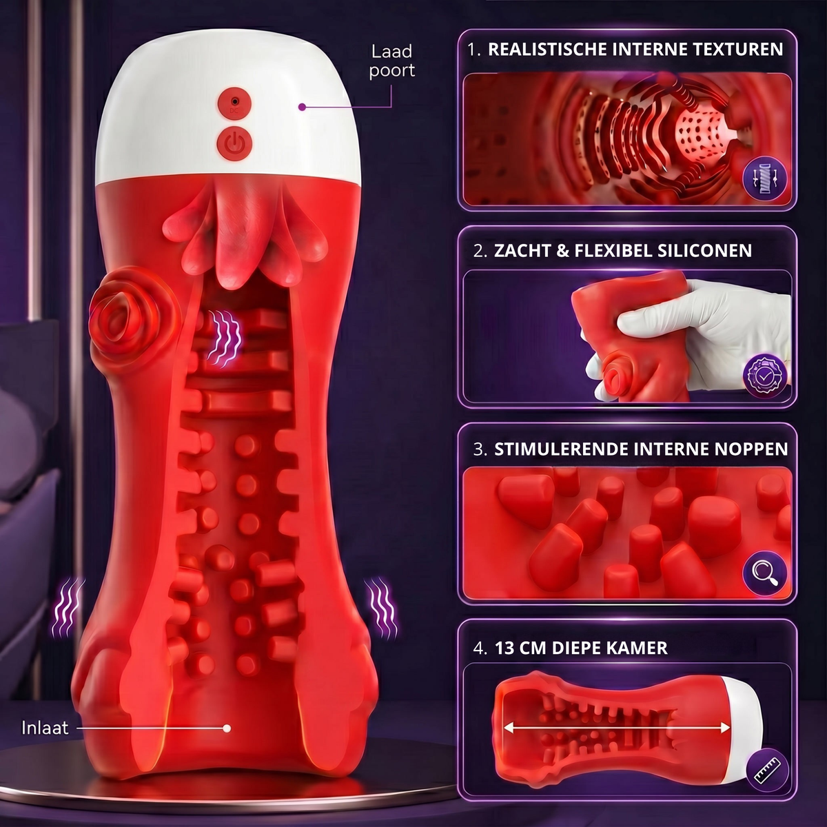 SF Toys Deep Throat Masturbator – 9 Tongbewegingen & 9 Vibratiestanden