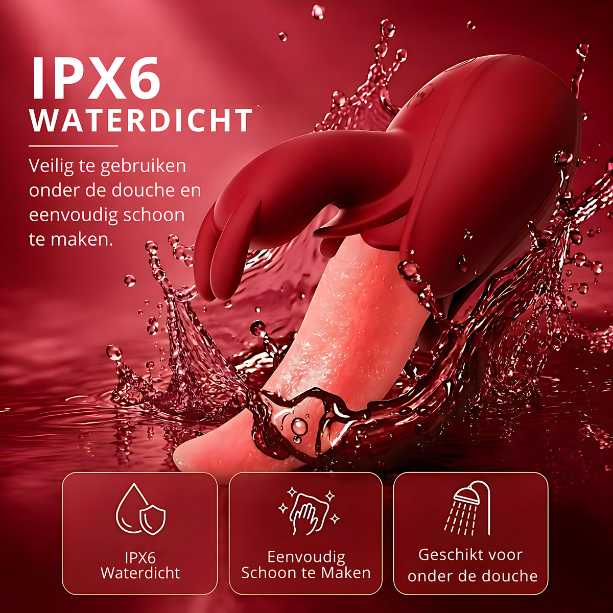 SF Toys Luxe Roos Tong Vibrator – Dubbele Stimulatie met Tongbeweging & Konijnenoren