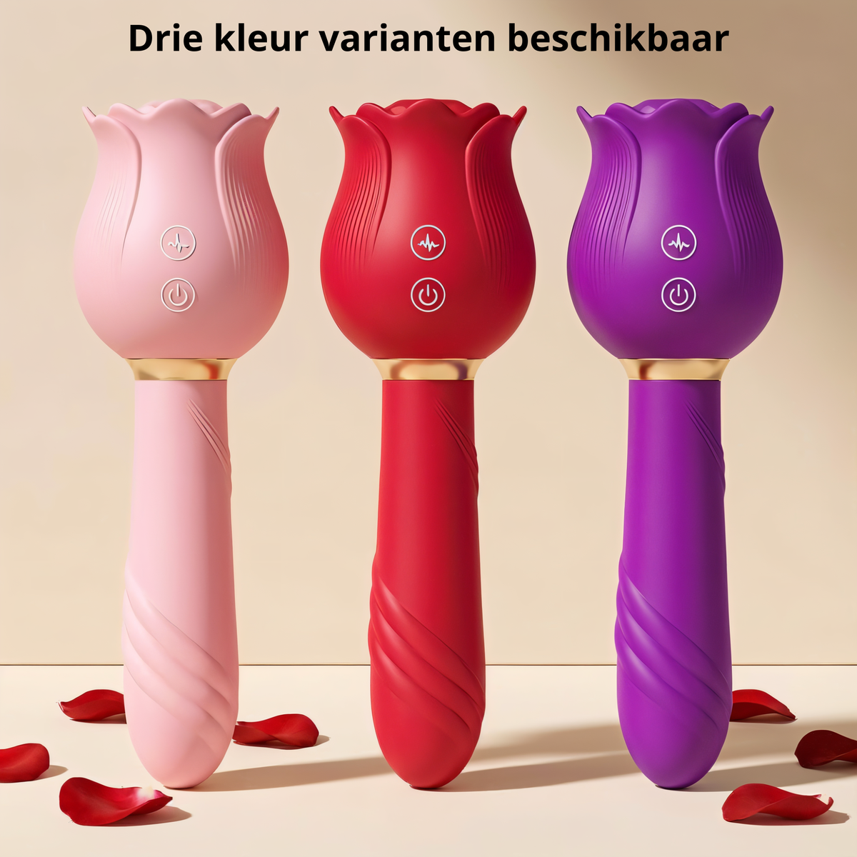 Rozen Staaf Vibrator – Dubbele Stimulatie – 12 Zuigstanden & 12 Vibratiestanden - Verkrijgbaar in 3 kleuren