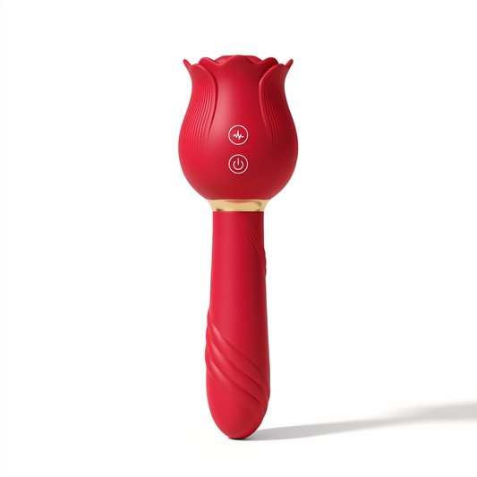 Rozen Staaf Vibrator – Dubbele Stimulatie – 12 Zuigstanden & 12 Vibratiestanden - Verkrijgbaar in 3 kleuren