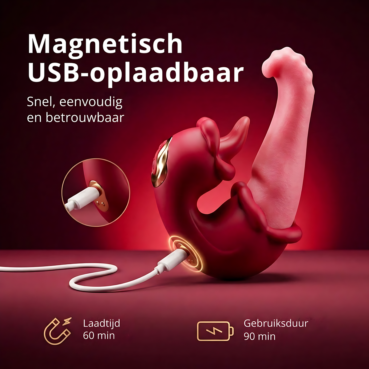 SF Toys Realistische Tong Vibrator – 3-in-1 Stimulatie met 10 Likstanden