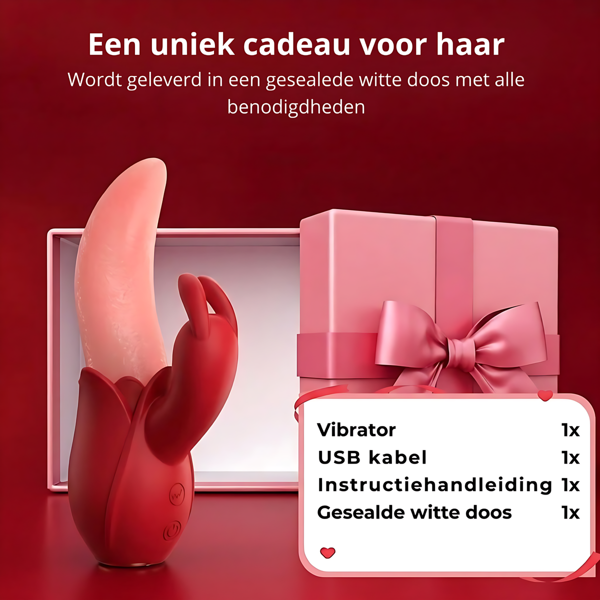 SF Toys Luxe Roos Tong Vibrator – Dubbele Stimulatie met Tongbeweging & Konijnenoren