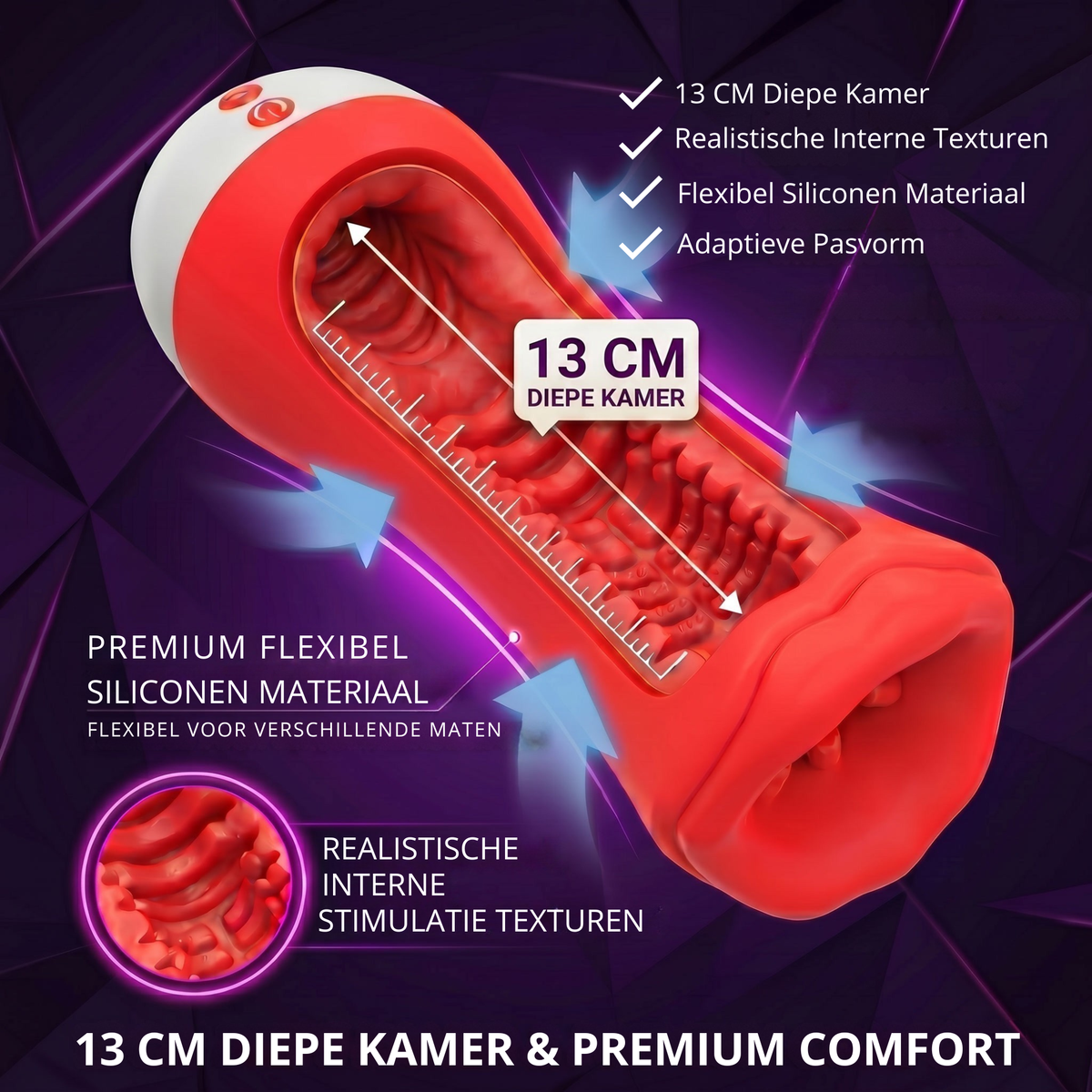 SF Toys Deep Throat Masturbator – 9 Tongbewegingen & 9 Vibratiestanden