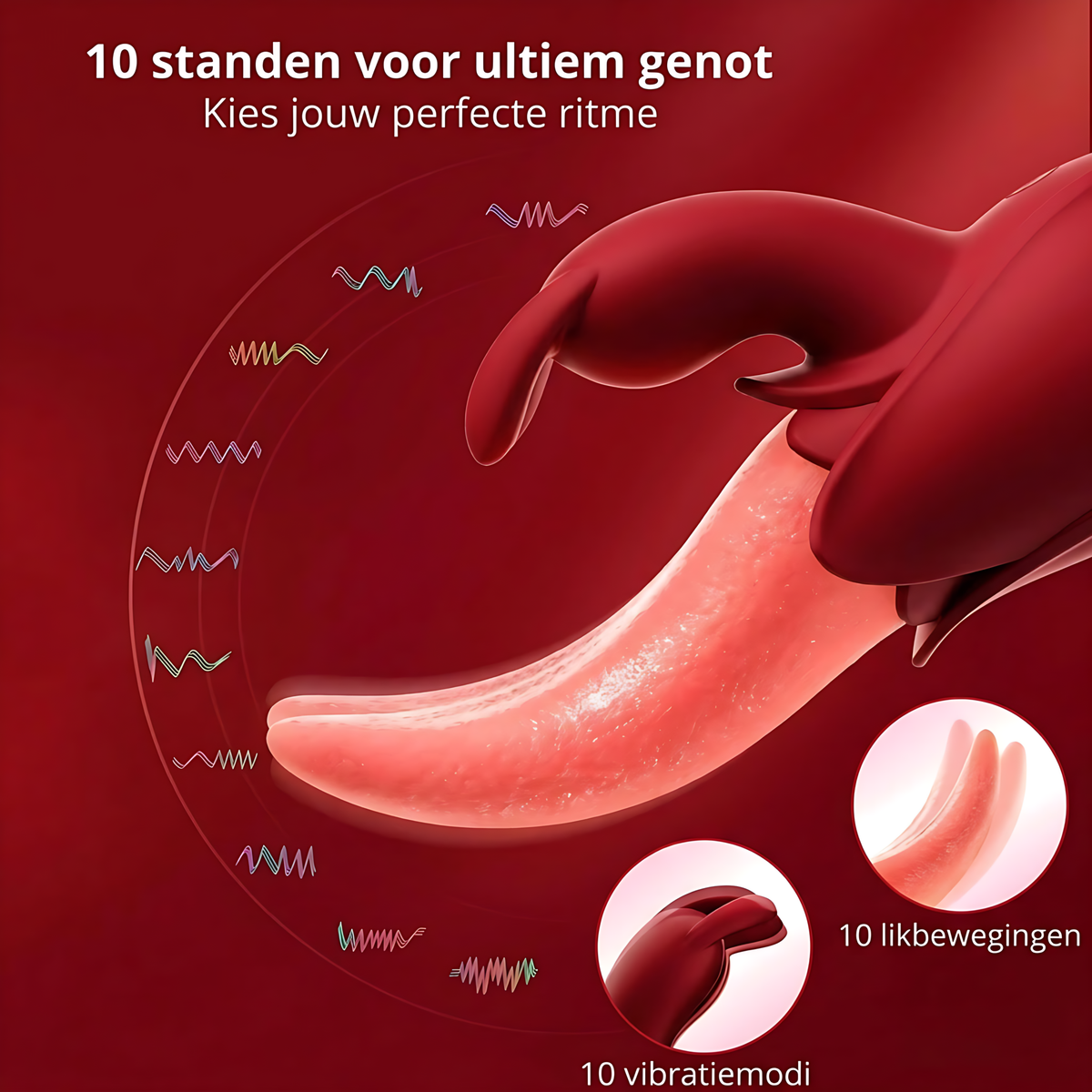 SF Toys Luxe Roos Tong Vibrator – Dubbele Stimulatie met Tongbeweging & Konijnenoren