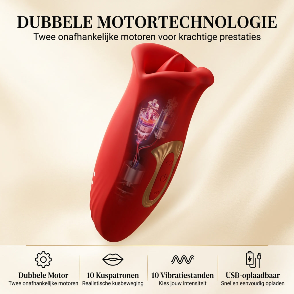 SF Toys 2-in-1 Tongvibrator – Realistische Kusbewegingen & 10 Vibratiestanden