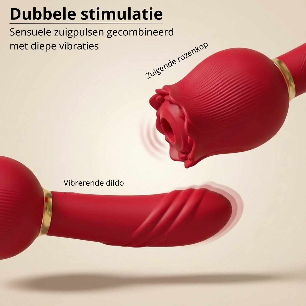 Rozen Staaf Vibrator – Dubbele Stimulatie – 12 Zuigstanden & 12 Vibratiestanden - Verkrijgbaar in 3 kleuren
