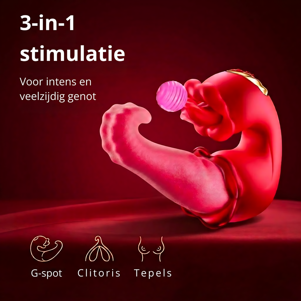 SF Toys Realistische Tong Vibrator – 3-in-1 Stimulatie met 10 Likstanden