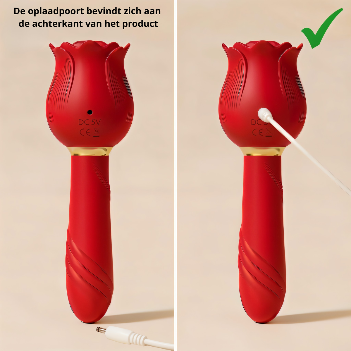 Rozen Staaf Vibrator – Dubbele Stimulatie – 12 Zuigstanden & 12 Vibratiestanden - Verkrijgbaar in 3 kleuren