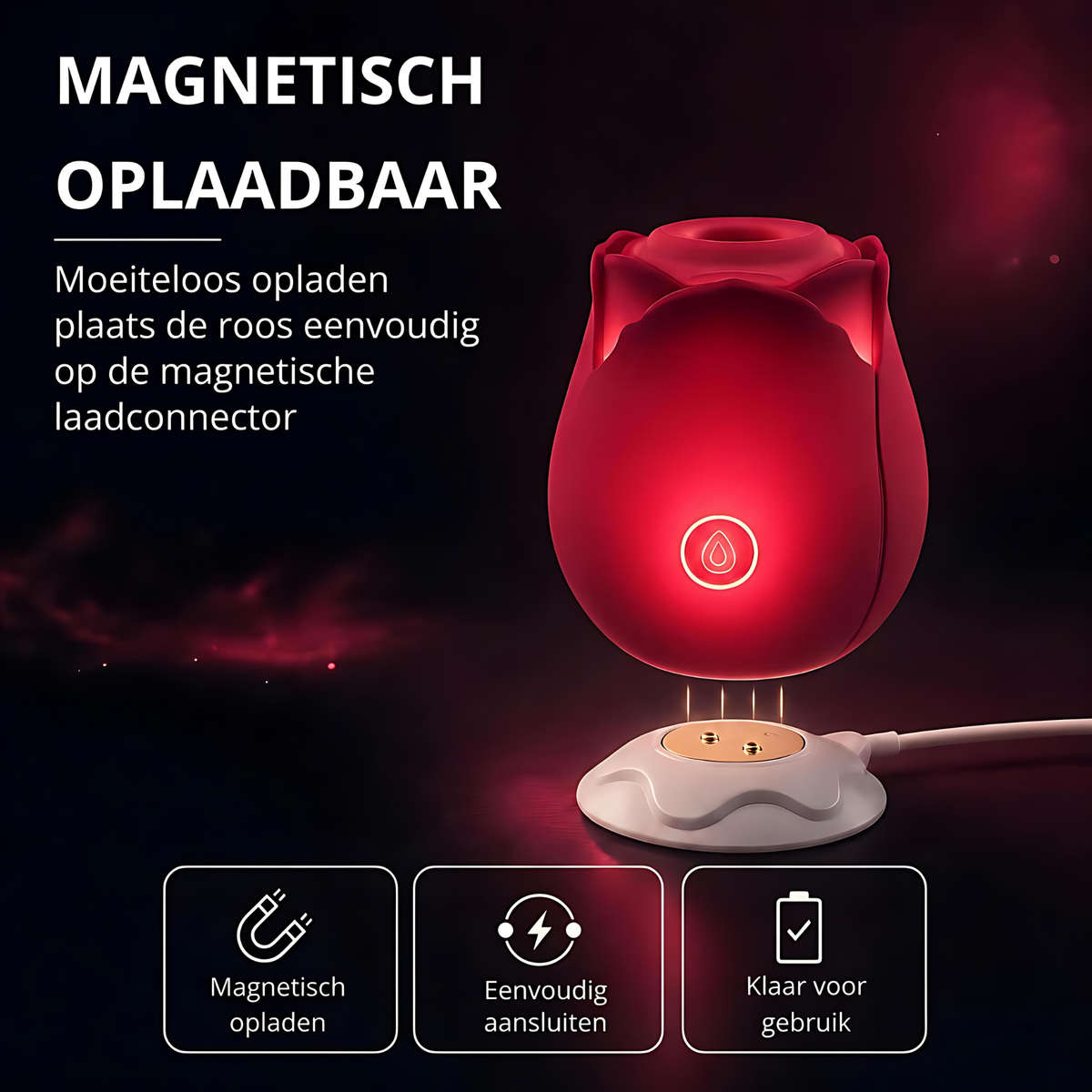 Dark Rose Glow – Lichtgevende Zuigstimulator met 10 zuigstanden - Verkrijgbaar in 7 kleuren