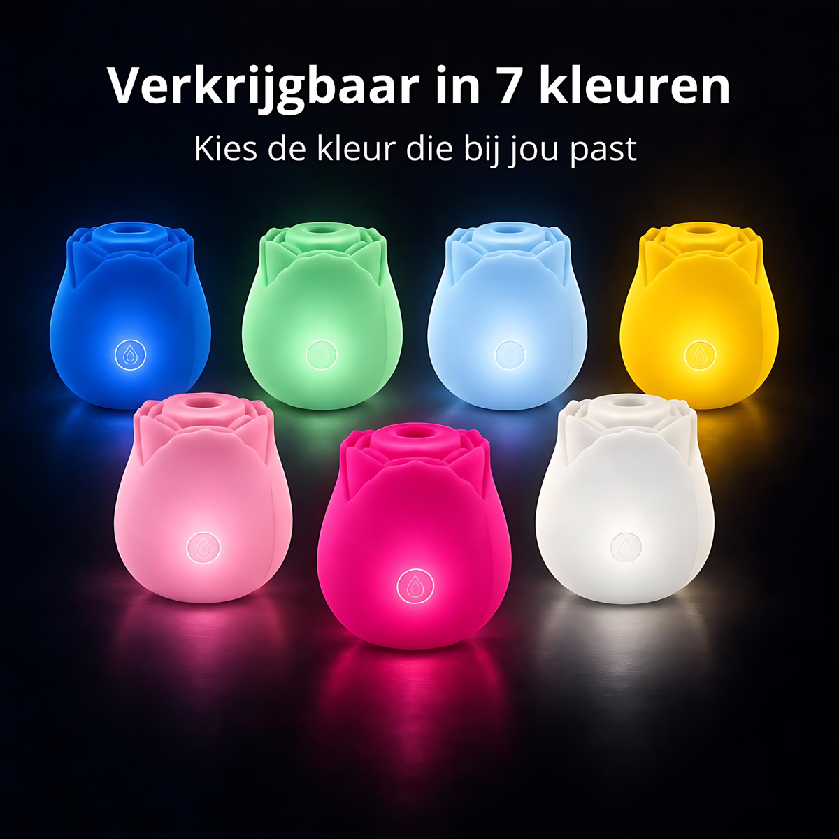 Dark Rose Glow – Lichtgevende Zuigstimulator met 10 zuigstanden - Verkrijgbaar in 7 kleuren