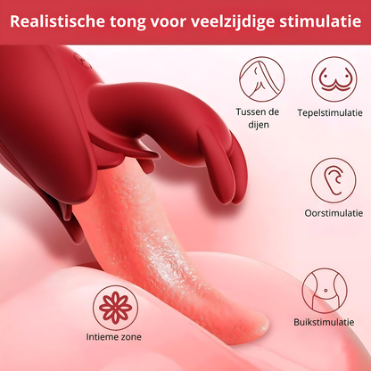 Roosvormige tongvibrator met konijnenoren
