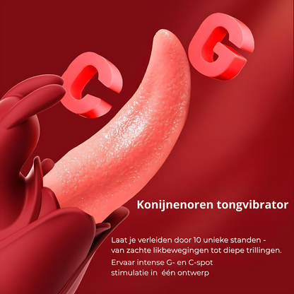 Roosvormige tongvibrator met konijnenoren