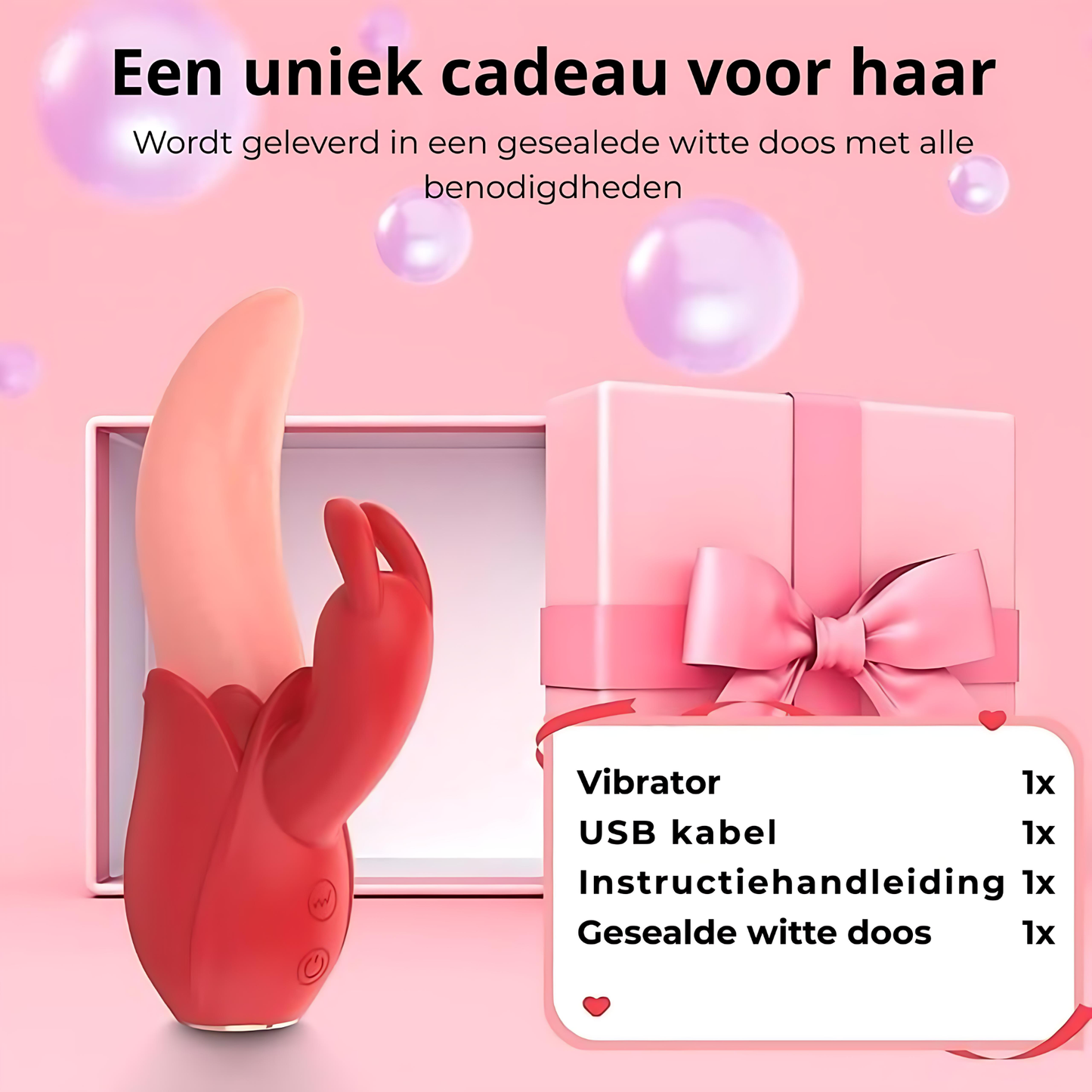Roosvormige tongvibrator met konijnenoren
